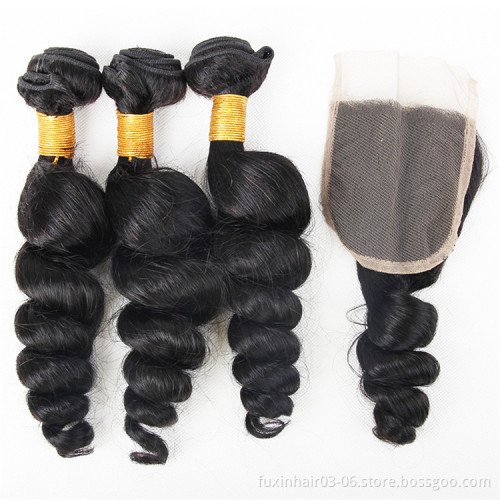 Raw Mink Brazilian Extension Human Weave With Closure Frontal Deep Loose Wave Virgin Hair Frontal And Bundles Human Hair